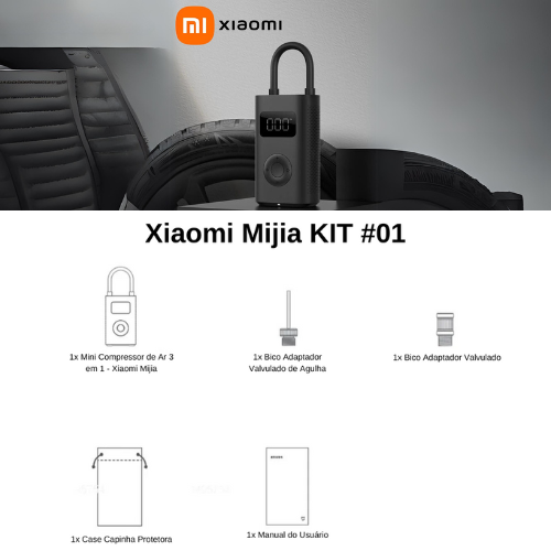 Mini Compressor de Ar 3 em 1 - Xiaomi Air Pump 2 Mijia